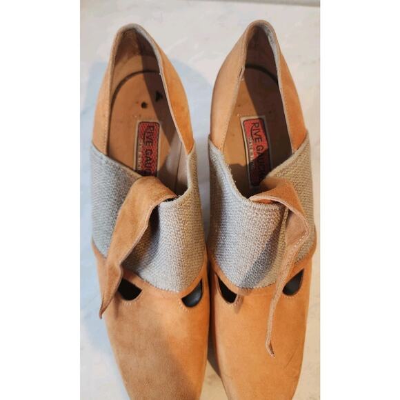 Rare Rive Gauche women Suede wedge Cork Platform Loafer Heels 38 made in Italy - Picture 5 of 9